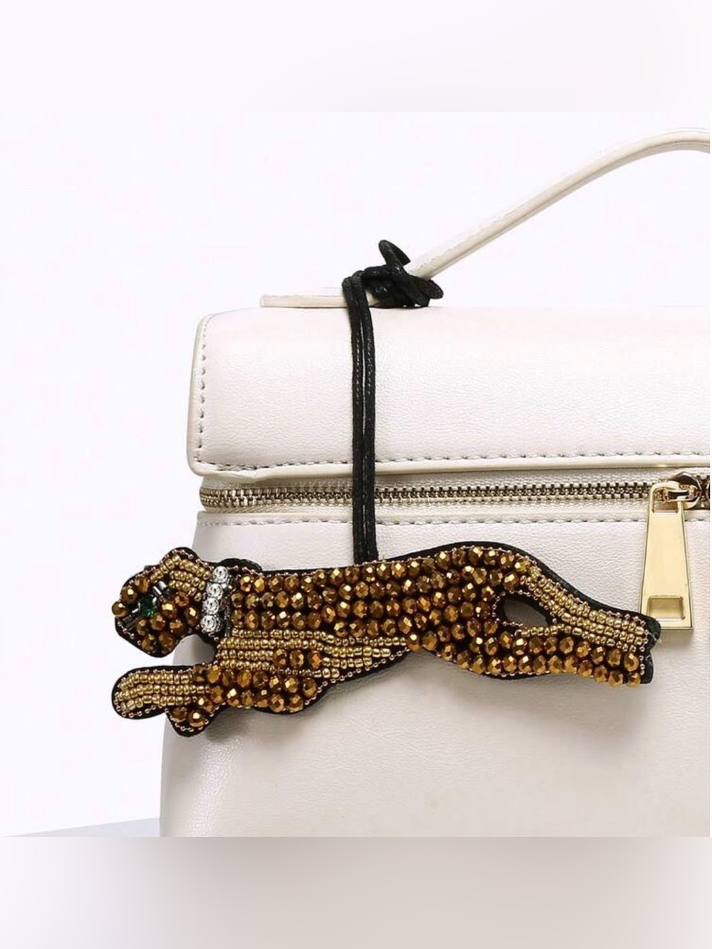 NEW Bag Charm in Embellished Gold Leopard
